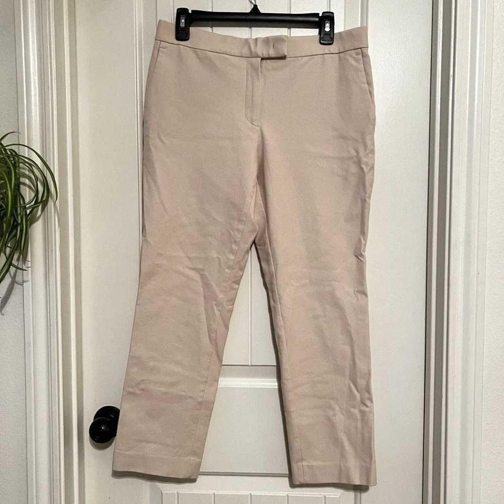 Ann Taylor Devin Beige Tan Work Pants Trousers Flat Front Pockets Size 6 Career - Picture 2 of 13